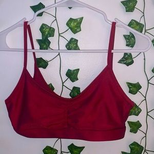 Fabletics, S, Crimson iridescent ruched sports bra